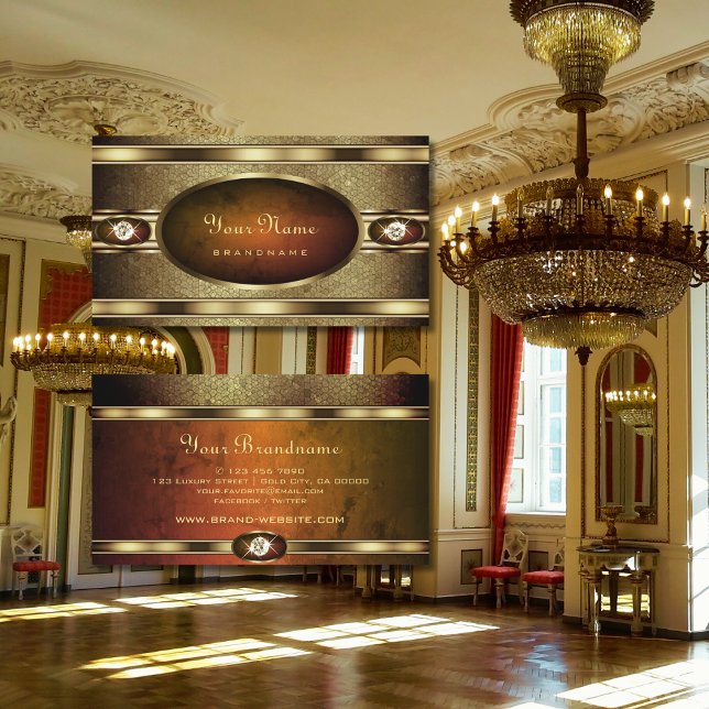 Luxuriöses goldenes Schlangenmuster mit orangefarb Visitenkarte (Von Creator hochgeladen)