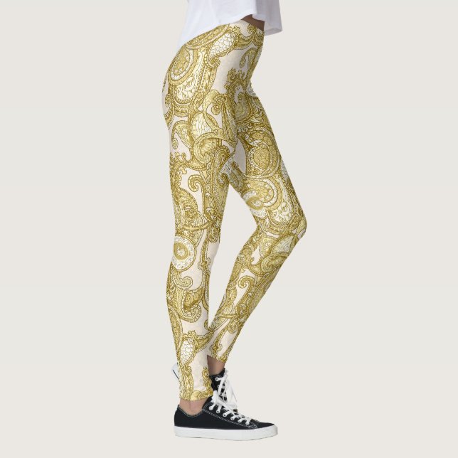 Luxuriöses Goldgemisch Paisley Leggings (Rechts)