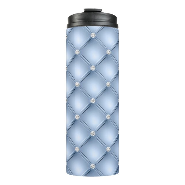 Luxuriöses helles blaues Diamant gepolstertes Must Thermosbecher (Vorderseite)