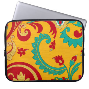 Luxuriöses indonesisches goldenes Blumen-Songket-L Laptopschutzhülle