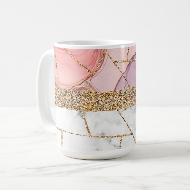 Luxuriöses Interieur Marmor Stone Glitzer Kaffeetasse (Vorderseite Links)