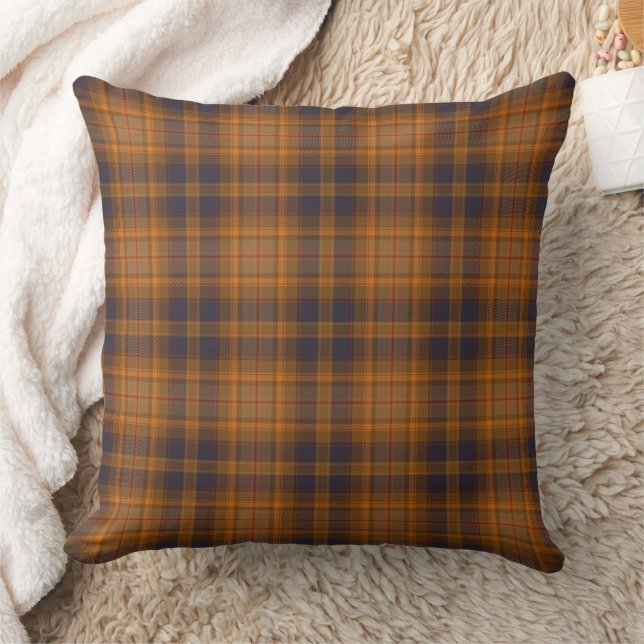 Luxuriöses Kupfer Brown Kariert Kissen (Decke)
