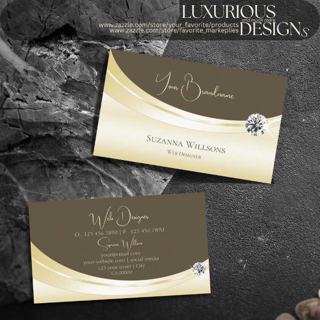 Luxuriöses Leichtgold und braun mit glattem Diaman Visitenkarte (Von Creator hochgeladen)