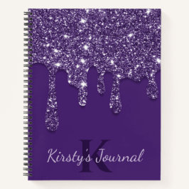 Luxuriöses Lila Dripping Glitzer Journal Notizbuch