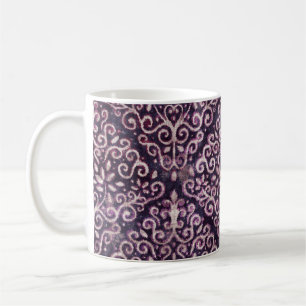 Luxuriöses lila und braunes Damast nahtloses Muste Kaffeetasse