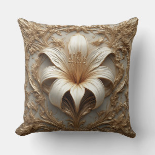 Luxuriöses Lilien-Design Goldene Dekorative Kunst Kissen