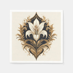 Luxuriöses Lily Design Goldene Zierkunst Serviette