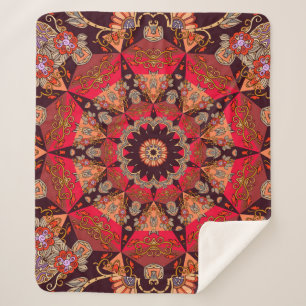Luxuriöses Mandala nahtlos, starrer Blumenstrauß. Sherpadecke