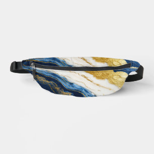 Luxuriöses Marmorschiff aus Navy Blue & Gold Leaf Bauchtasche