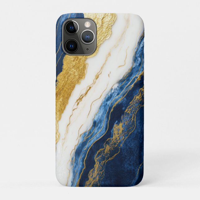 Luxuriöses Marmorschiff aus Navy Blue & Gold Leaf Case-Mate iPhone Hülle (Rückseite)