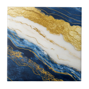Luxuriöses Marmorschiff aus Navy Blue & Gold Leaf Fliese