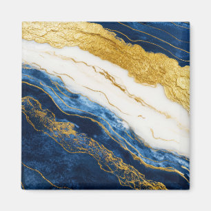 Luxuriöses Marmorschiff aus Navy Blue & Gold Leaf Magnet