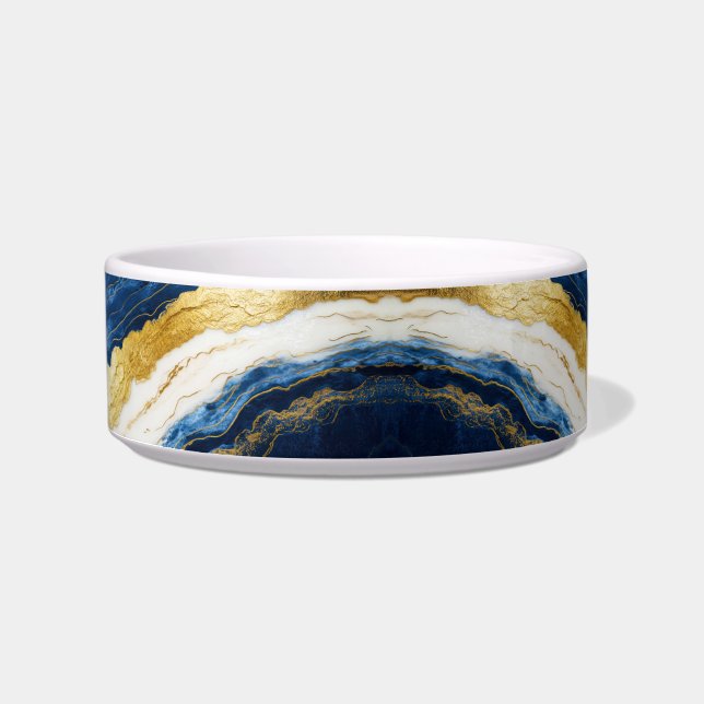 Luxuriöses Marmorschiff aus Navy Blue & Gold Leaf Napf (Vorderseite)