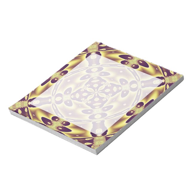 Luxuriöses marokkanisches Gold-Purple-Abstraktmust Notizblock (Rotiert)