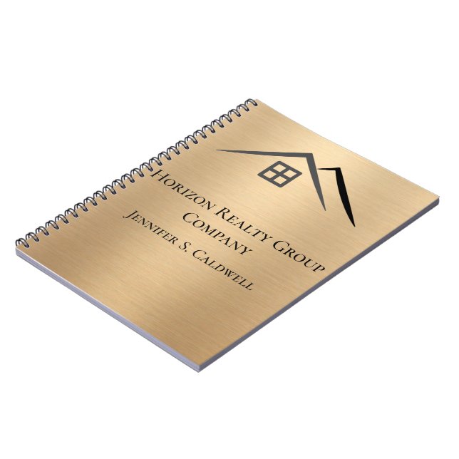 Luxuriöses Metallic Gold Real Anwesen Notizblock (Linke Seite)