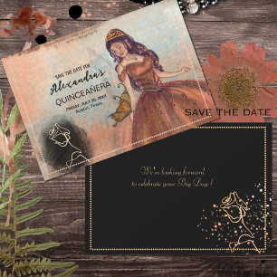 Luxuriöses Metallisches Kupfer Quinceañera Ankündi Save The Date