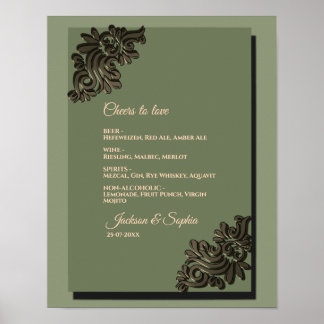 Luxuriöses Modern Sage green & gold Klassik-Zeiche Poster