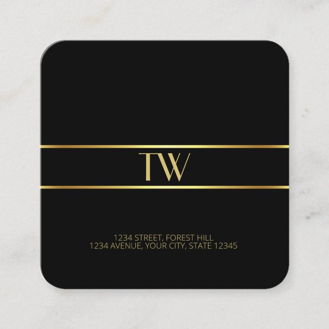 Luxuriöses, modernes Mit Monogramm Template aus Go Quadratische Visitenkarte (Vorderseite)