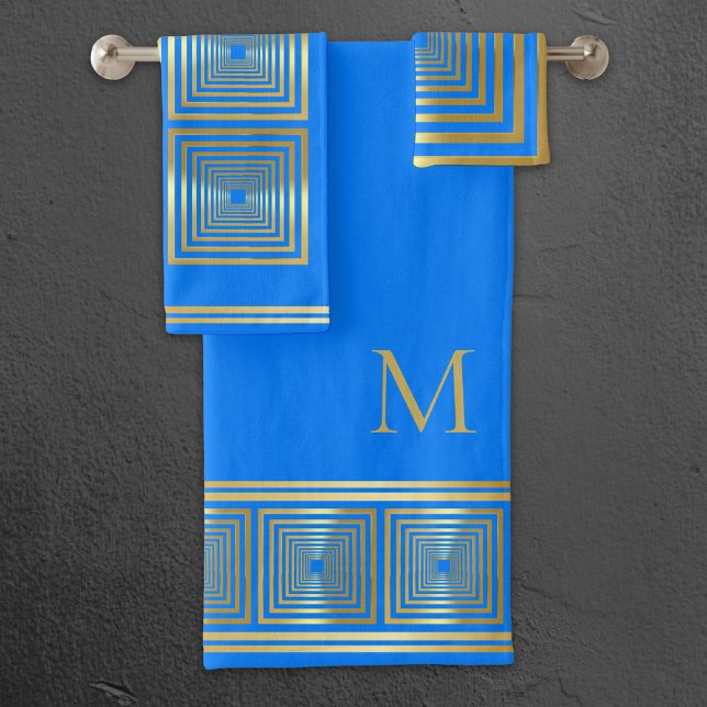 Luxuriöses Neon hellblau Goldname Handtuch Set (Von Creator hochgeladen)