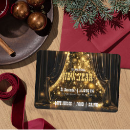 Luxuriöses New Year Party Velvet Vorhang Golden Gl Einladung