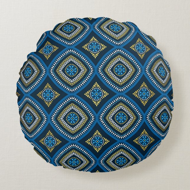 Luxuriöses orientalisches nahtloses Muster Rundes Kissen (Vorderseite)