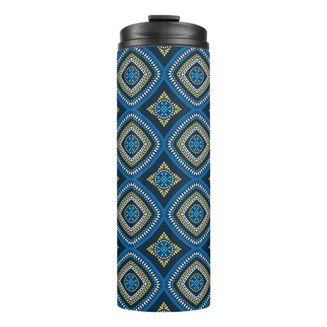 Luxuriöses orientalisches nahtloses Muster Thermosbecher (Vorderseite)