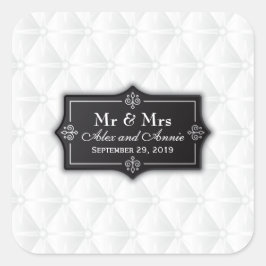 Luxuriöses Personalisiertes Hochzeitsticker-Siegel Quadratischer Aufkleber