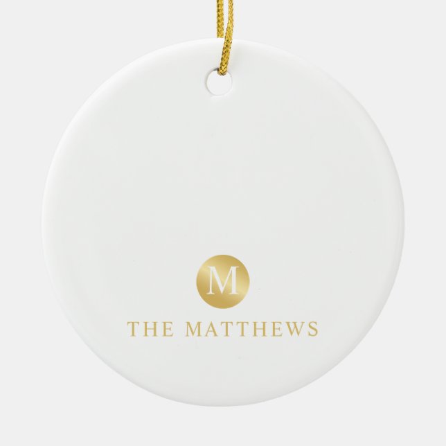 Luxuriöses Personalisiertes Monogramm Keramik Ornament (Vorne)