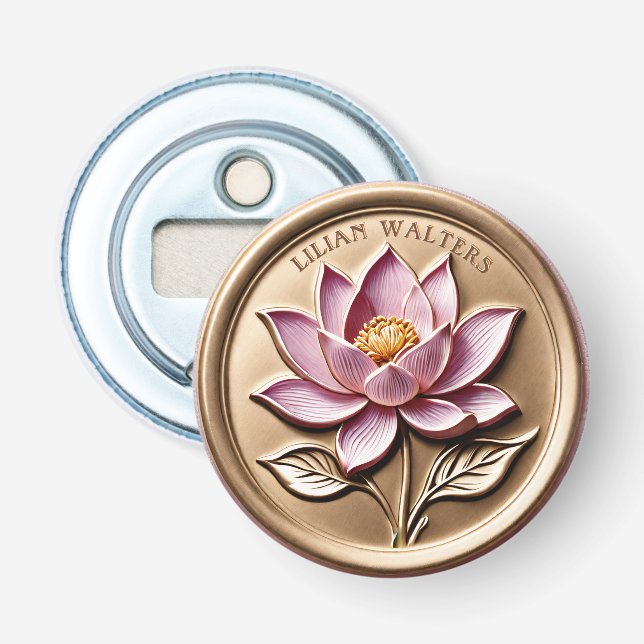 Luxuriöses Pink Lotus Gold Flasche Kapselöffner Flaschenöffner (Vorderseite)