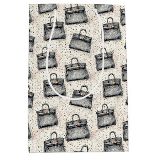 Luxuriöses Python-Handtaschenmuster auf rosa gespr Mittlere Geschenktüte