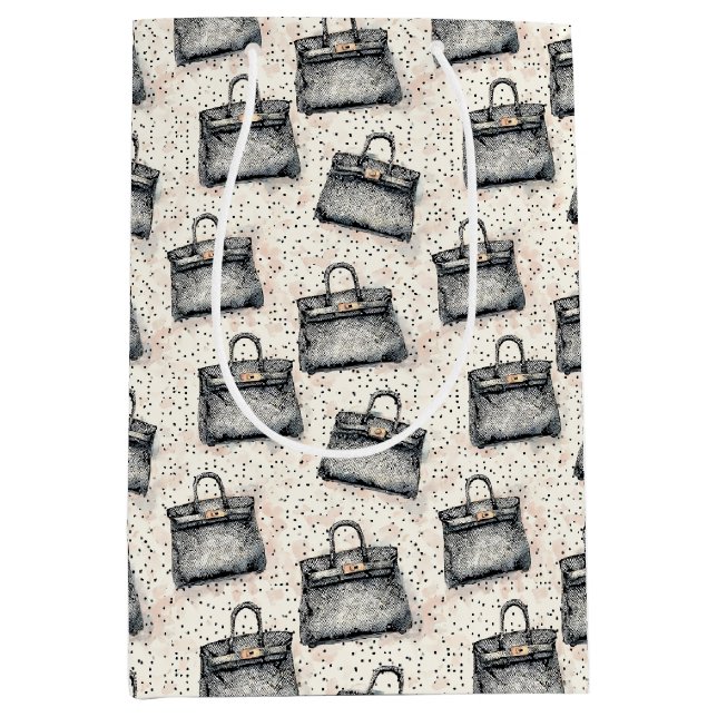 Luxuriöses Python-Handtaschenmuster auf rosa gespr Mittlere Geschenktüte (Vorderseite)