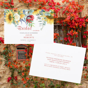 Luxuriöses Red Floral Toskanisches Brautparty Einladung