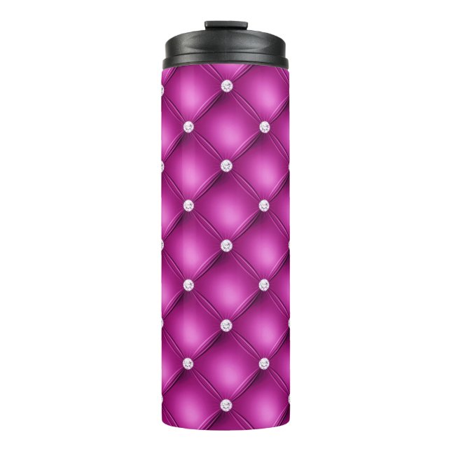 Luxuriöses rosa Diamant gepolstertes Muster Thermosbecher (Vorderseite)