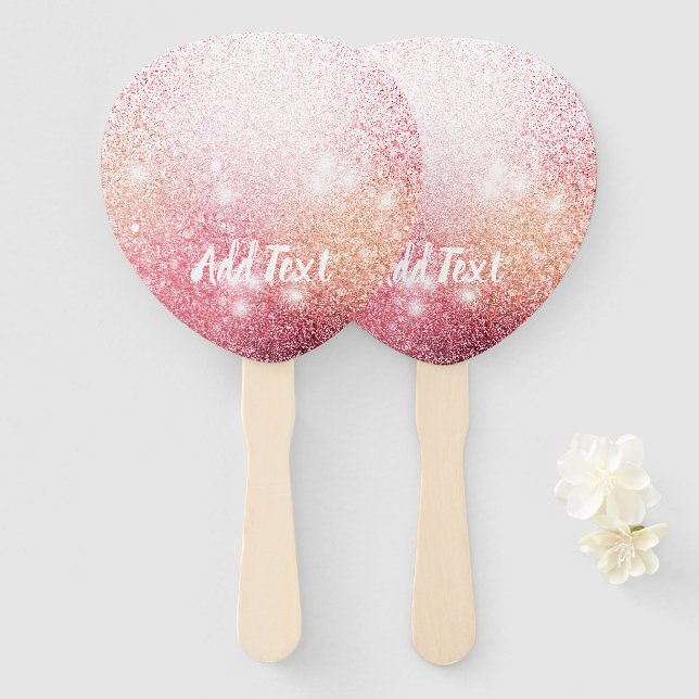 Luxuriöses rosa Glitzer glänzend Design Fächer (Vorne und Hinten)