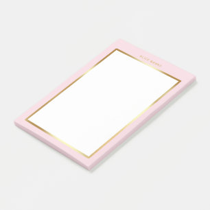 Luxuriöses Rosa & Gold Rahmen Modernes Monogramm Post-it Klebezettel