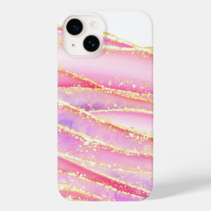 Luxuriöses rosa goldenes Marmormuster Case-Mate iPhone 14 Hülle