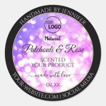 Luxuriöses rosa Lila Glitzer-Produktetikett mit Lo