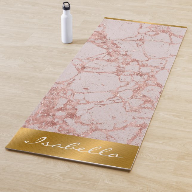 Luxuriöses Rosa Rose Blush Glitzer Marmor individu Yogamatte (Beispiel)