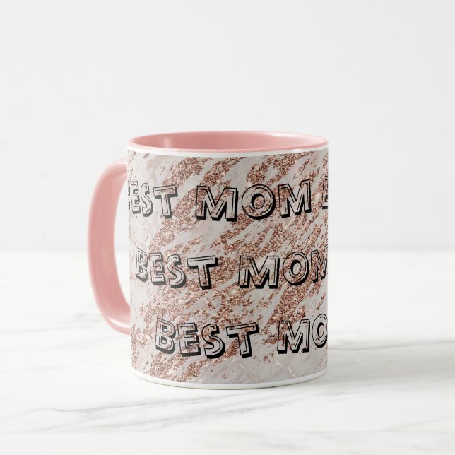 Luxuriöses Rosa Rose Glitzer Marmor Tasse (Vorderseite Links)