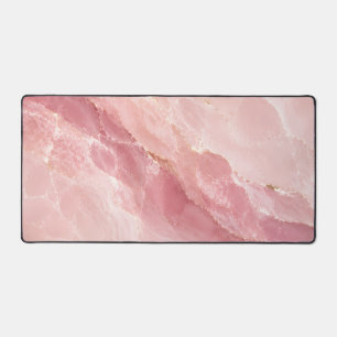Luxuriöses Rosa-Rosenquarz-Marmor-Abstraktmuster Schreibtischunterlage