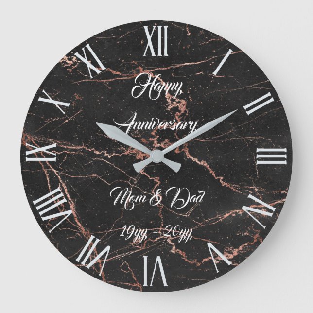 Luxuriöses rosa schwarzes Marmor Anpassen große Uh Wanduhr (Vorderseite)