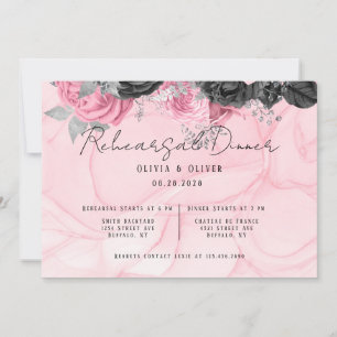 Luxuriöses Rosa & Schwarzes Probe Abendessen Einladung