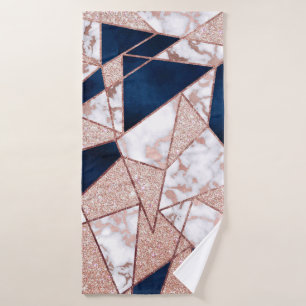 Luxuriöses Rose Gold Glitzer Geometrisches Marmor Badehandtuch