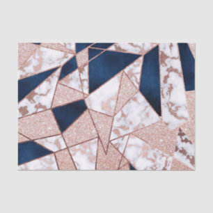 Luxuriöses Rose Gold Glitzer Geometrisches Marmor Seidenpapier