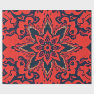 Luxuriöses rotes blaues ornamentales persisches Me Geschenkpapier