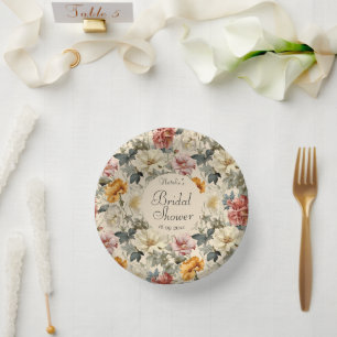 Luxuriöses schönes Brautparty Vintager Blume Pappteller