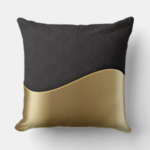 Luxuriöses Schwarz-Bronze-Kissen Kissen