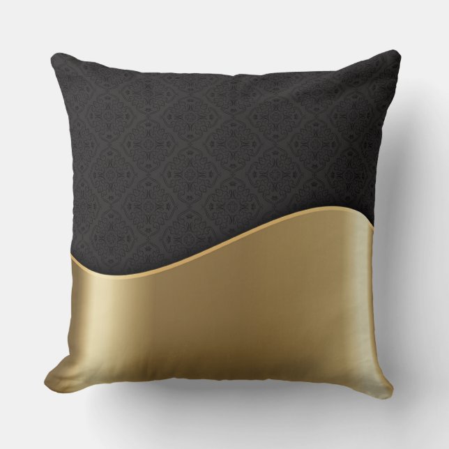 Luxuriöses Schwarz-Bronze-Kissen Kissen (Vorderseite)