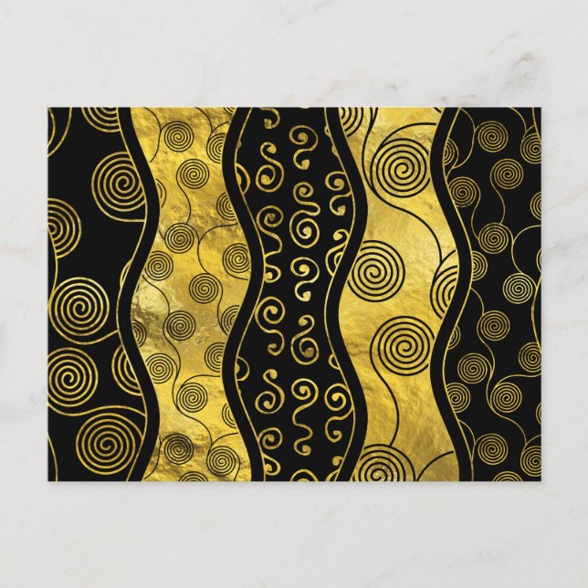 Luxuriöses Schwarz-Gold-Afrikanisches Muster Postkarte (Vorderseite)