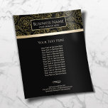 Luxuriöses Schwarz & Gold Blumenmuster Salon & Wel Flyer<br><div class="desc">Luxuriöse Schwarz & Gold Blumenmuster Salon & Wellness-Center Broschüren.</div>